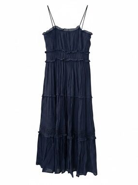 Dark Navy Spaghetti-Strap Tiered Maxi Dress